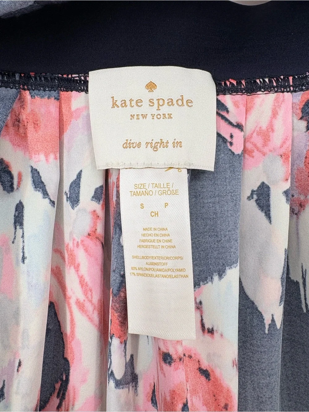 Kate Spade High Waist Pleated Swim Skirt Cover Up Navy Floral NWT Size Small